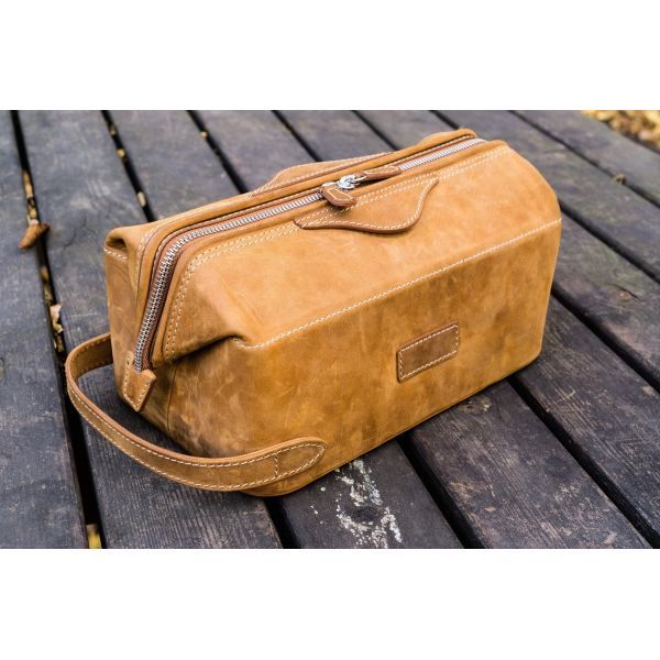 Toiletry Bag, Factory Supply First Layer Cowhide Crazy Horse Leather Cosmetic Storage Bag High-End Toiletry Bag Leather DOPP KIT