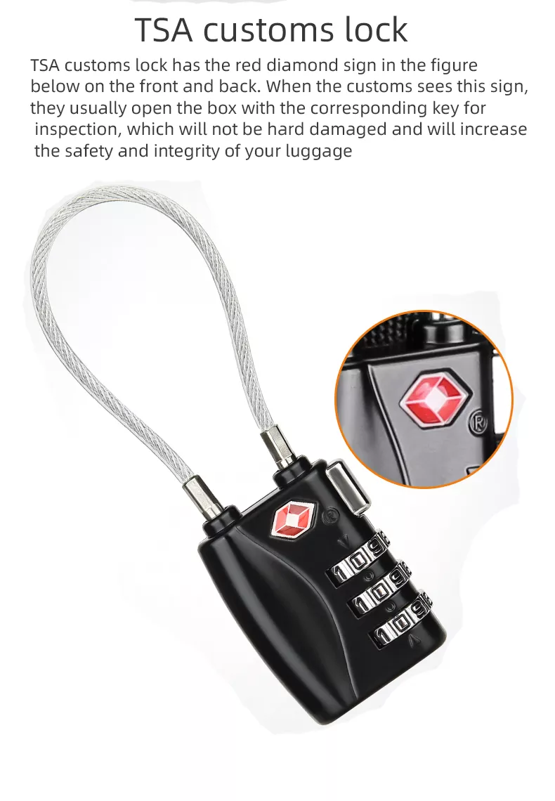 3 Digit Code TSA Lock Outdoor Industrial Safety Luggage Backpack Zipper Wire Rope Key Combination Padlock Zinc Plastic RARLUX