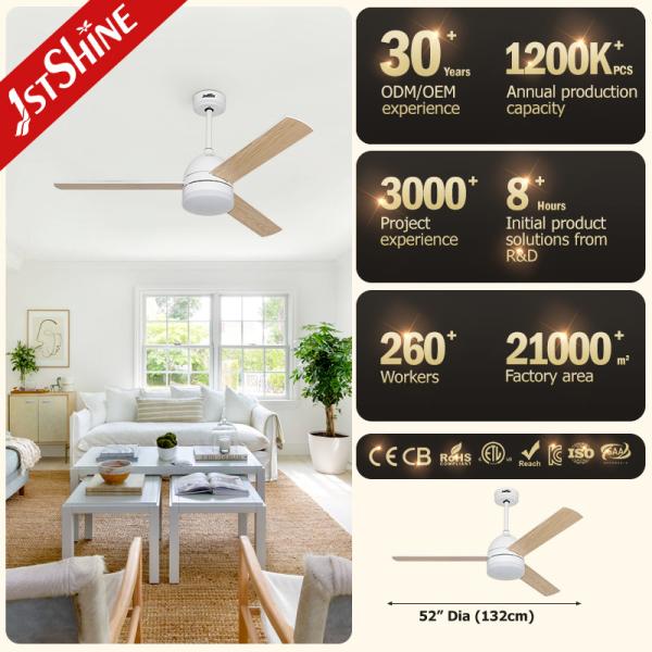 50W Indoor Remote Control Ventilador de teto LED moderno com 3 lâminas de MDF