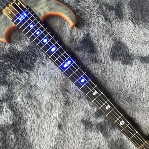 Custom Alem Style Mark King 5 Omega Cut Bottom Shape Neck Through Body Flamed Maple Top 5 Strings Bass Guitar