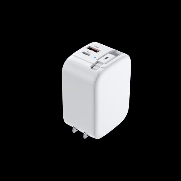 Быстрое зарядное устройство GaN мощностью 45 Вт для мобильных телефонов/iPad/камеры/PDA/MP3 с 3 в 1 8pin портами и выдвижными кабелями