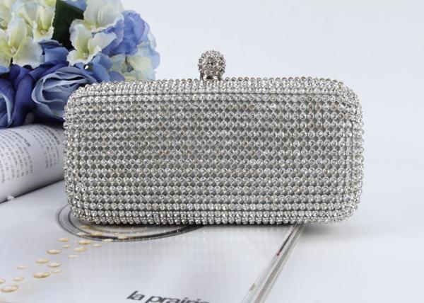 Gorgeous Acrylic Diamond Silver Mesh Evening Bags For Dinner Party