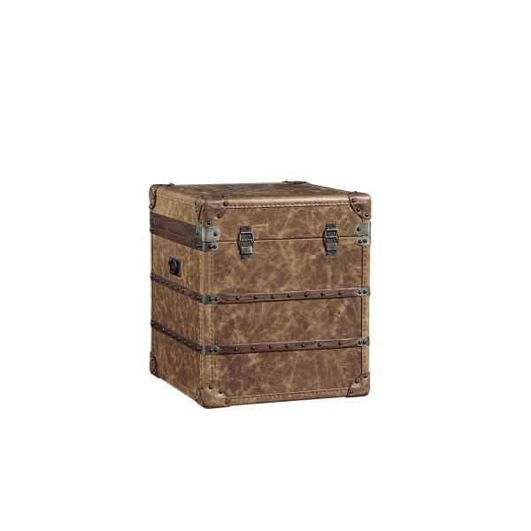 Large Leather Square Storage Trunk , Bedroom Storage Trunk Chest Copper Lock