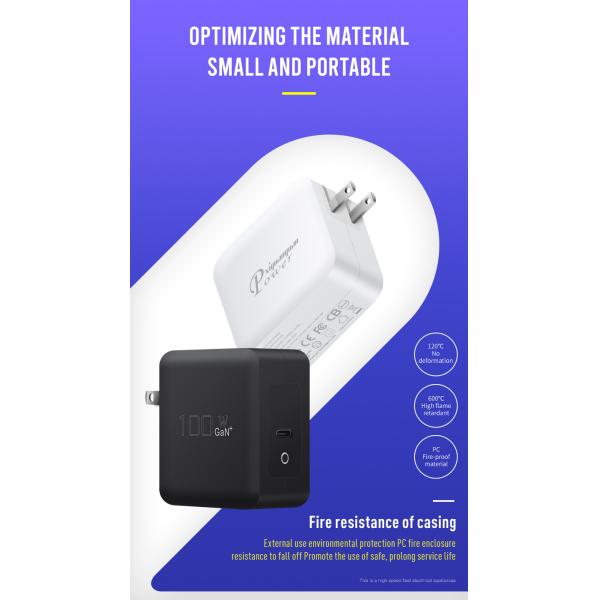 100W GaN USB-C Быстрое зарядное устройство с PD QC3.0 для мобильных телефонов