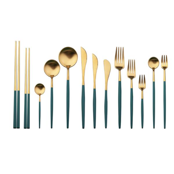 Stainless Steel Cutlery Flatware Set with Peacock Blue Color New Arrival NC099