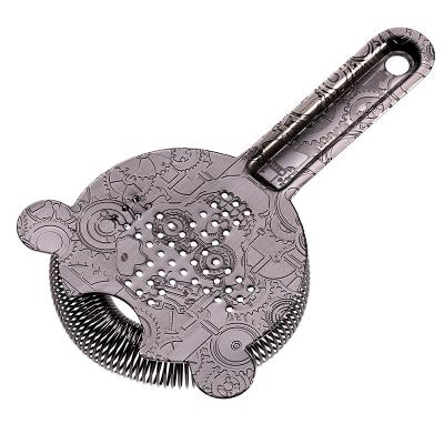 Estripador Hawthorne de aço inoxidável para coquetéis Estripador de barras Coquetéis de alta densidade Primavera Finish preto