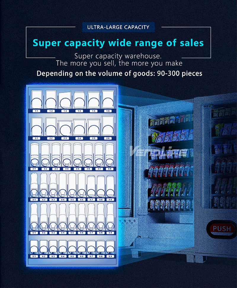Smart Beverage Vending Machine with 21.5 Inch Touch Screen, Refrigerated Drink Dispenser, Cashless Payment and Remote Management System for Commercial Self Service Retail