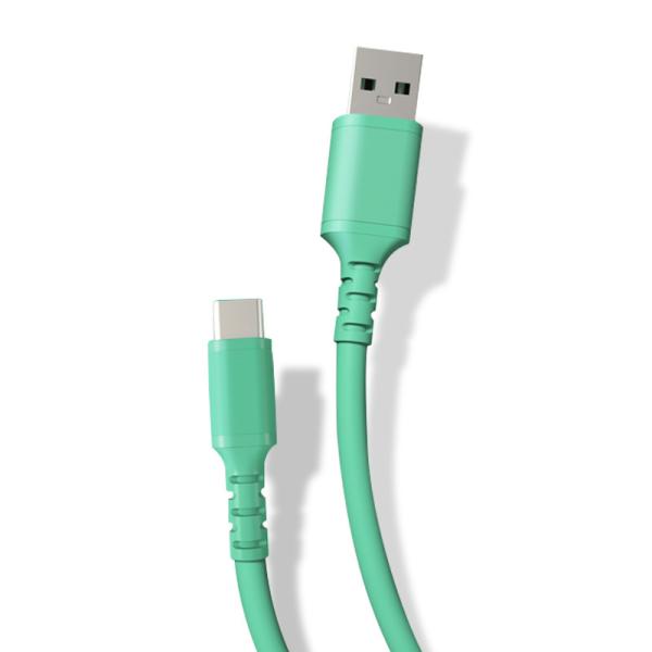 Cabo líquido macio do Usb à do Usb C do silicone, cabo verde do Usb de 5V 3A 3ft
