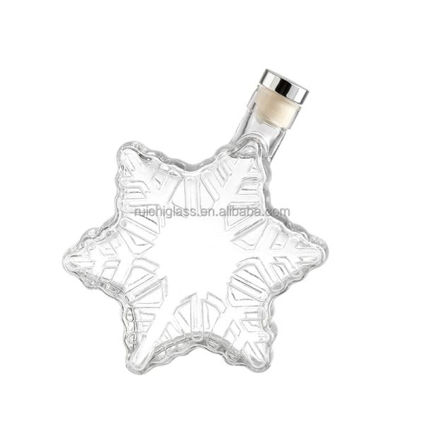 Base Material Super Flint Glass Unique Star Design Glass Bottle for Luxury Whisky Vodka