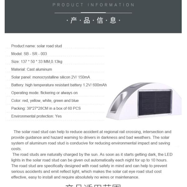 Luz solar de luz intermitente LED blanca de alta visibilidad para la seguridad vial