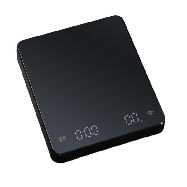 Báscula de café digital mini negra con temporizador, dispositivo de medición de peso eléctrico para cocina, división 1g