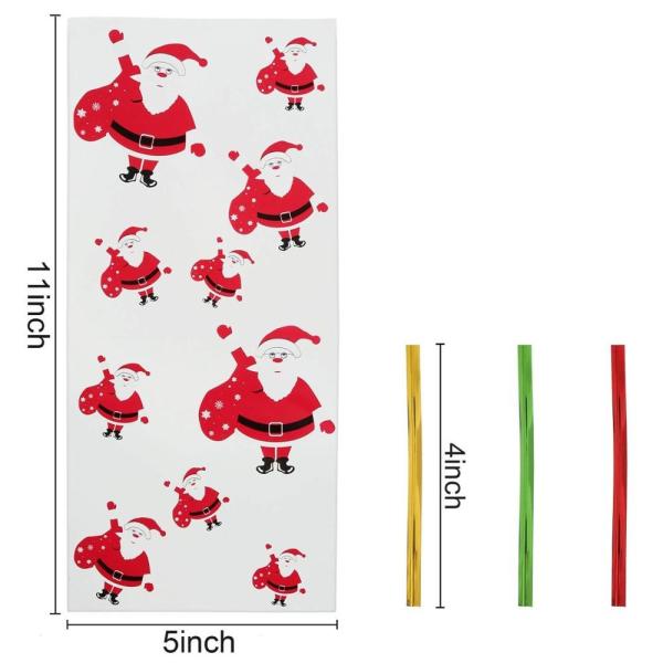 OPP Christmas Cellophane Treat Bags/ Candy Cookie Packaging Bags with Twist Ties