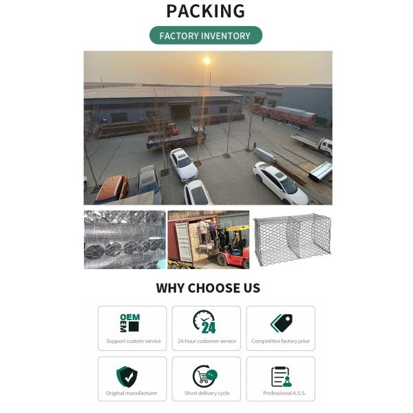 Изготовление оцинкованного шестиугольного габионного ящика корзины сетки из проволоки Каменная клетка для поддержки стены и забора