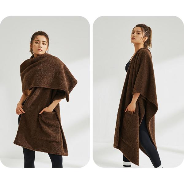 Y-F Knitted Poncho Cardigan Cape Top Sweater Cozy Fleece Jumbo Scarf Wrap Shawl with Large Front Pockets for Women