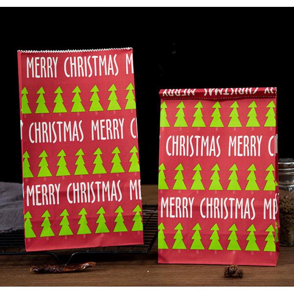 Christmas Printing Bio-degradable Kraft Paper Bag for Food Grade Eco-friendly Packaging