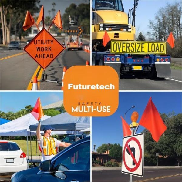 Высокое Visiblity оранжевые флаги обеспечения безопасности на дорогах садовничают флагшток для тележки нагружает буксировать