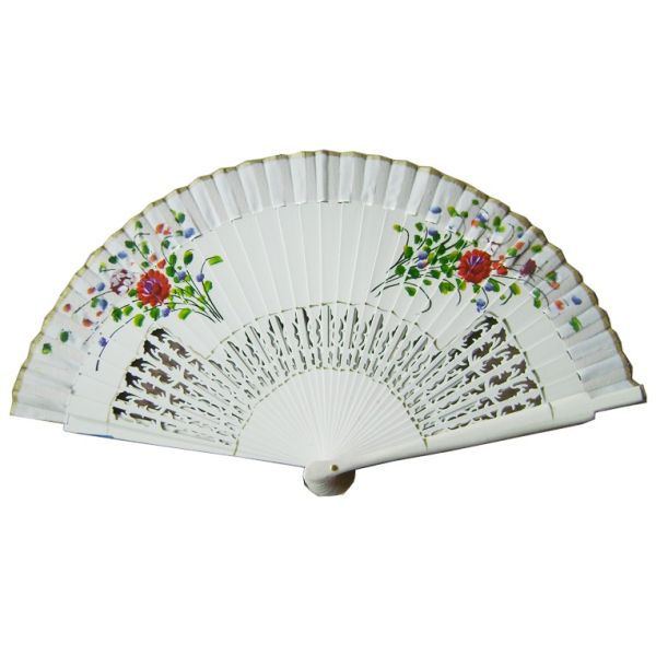 [I AM YOUR FANS] Spanish Folding Wooden Hand Fan Customized Home Decoration  Spanish Wood  Fan Painted With Flower