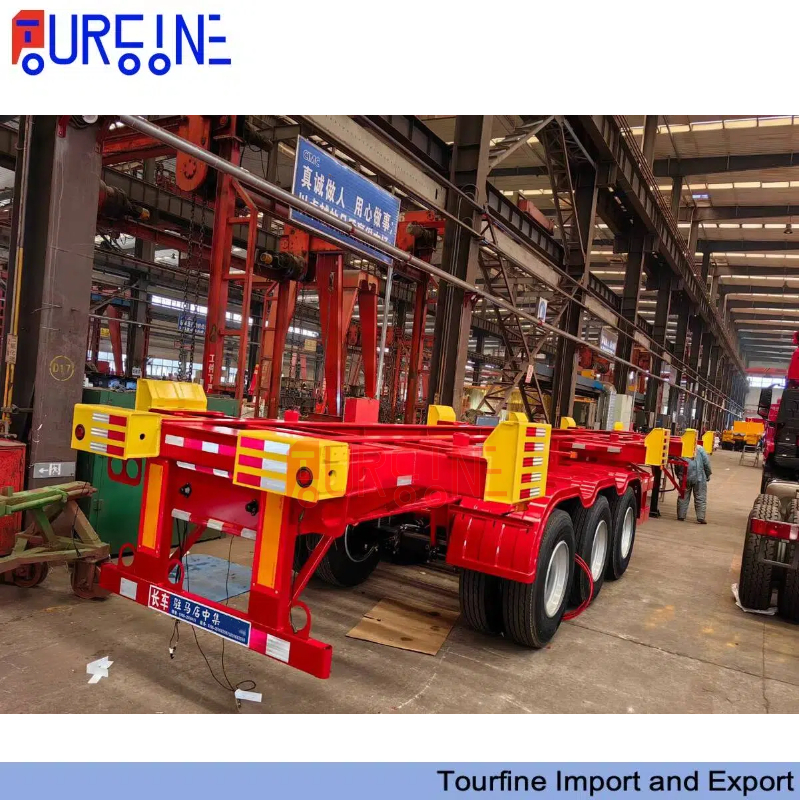 3 Axle Gooseneck Skeleton Container Semi Trailer For 40FT Container Shipping