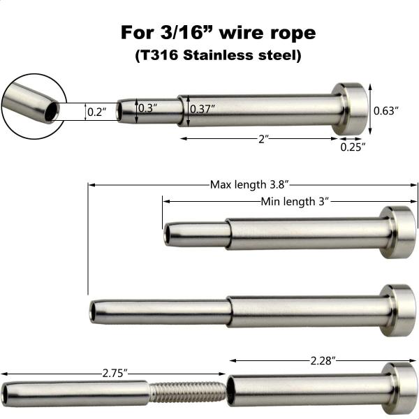 Польская отделка из нержавеющей стали для кабельных перил 3/16 