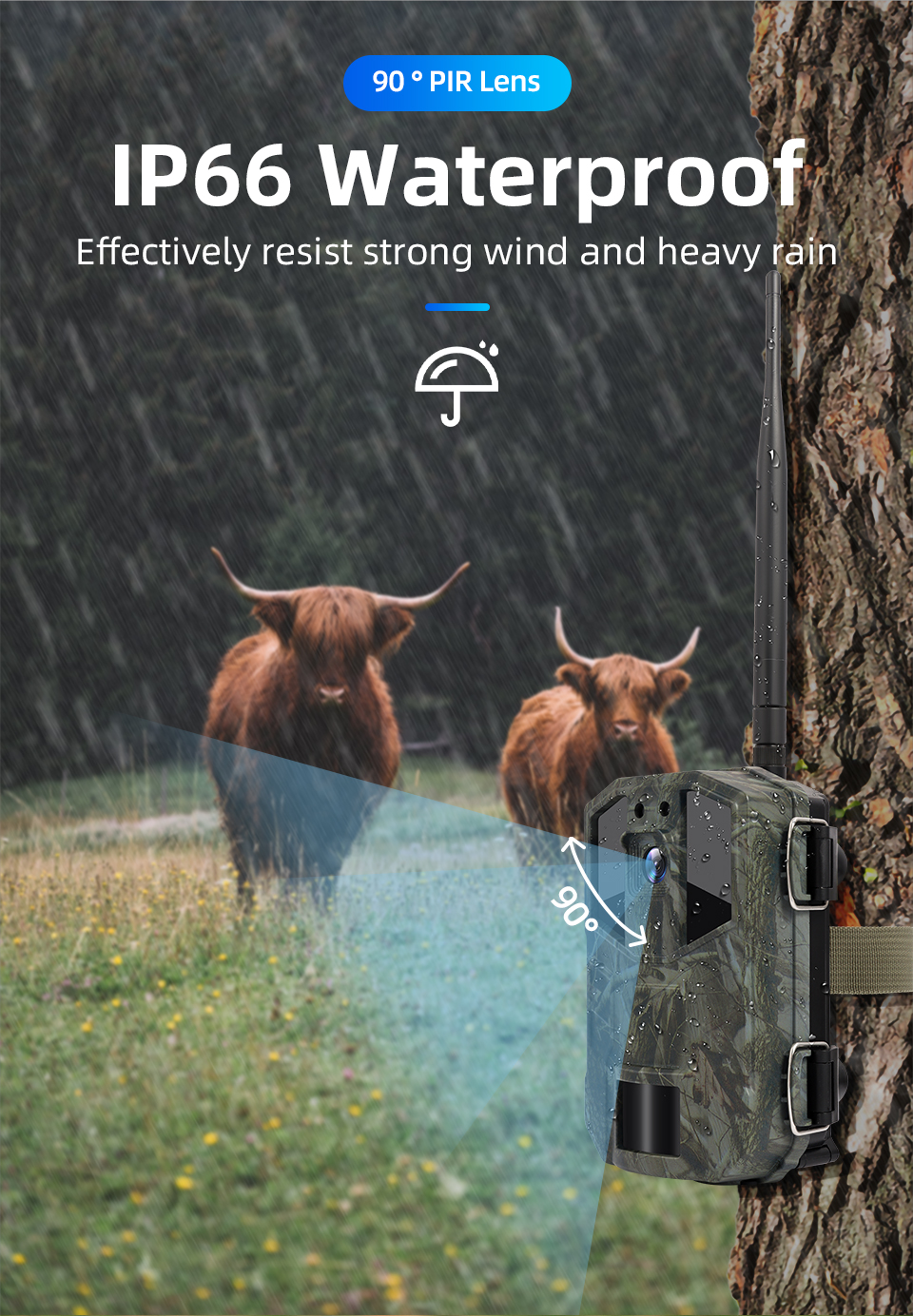 Trail Camera 2.7K Outdoor Game Camera with Night Vision Motion Activated IP56 Waterproof for Hunting 4G LTE Wireless Cellular