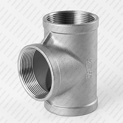 304 316 Stainless Steel Female Thread Tee Fitting BSPT NPT DIN