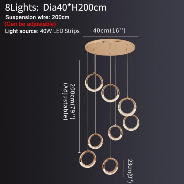 Luxury Crystal Chandelier For Staircase Led Home Decor Light Fixture Modern Creative Rings Chandelier(WH-NC-53)