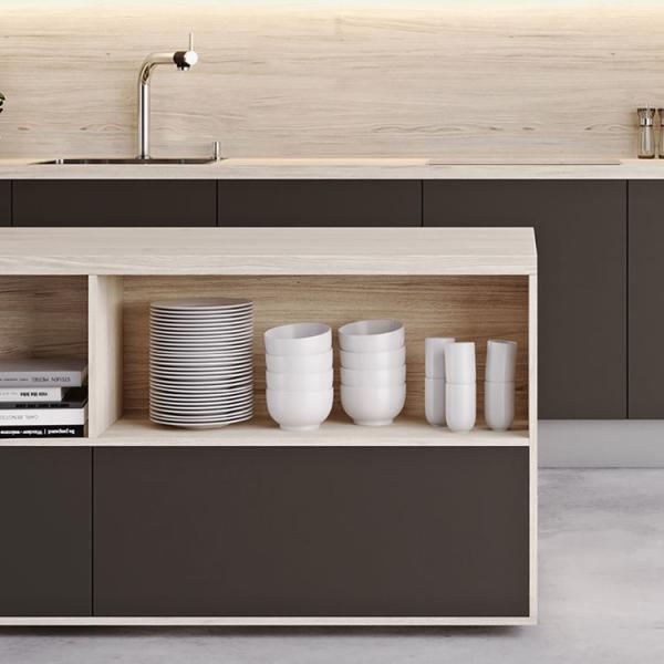 Modular White PVC Kitchen Cabinet Design For Apartment