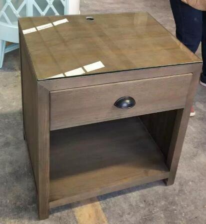 glass top wooden night stand /bed side table,hospitality casegoods,hotel furniture NT-0083