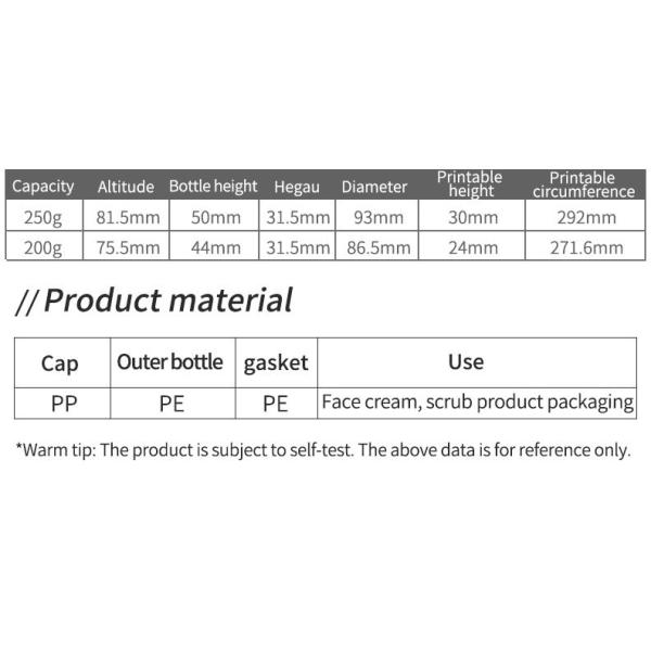Luxury Plastic Cosmetic Round Wide Mouth Bowl Shape Body Cleanser Butter Scrub Cream Jar 200g Cosmetics Packaging Containers