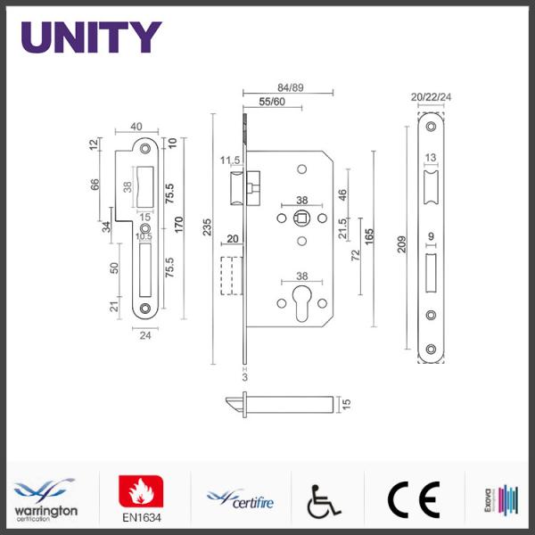 Bathroom Door Locks , High Security Door Locks INOX MD7200 Anti-Friction Series
