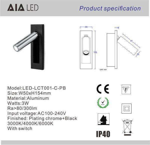 Flexible arm led reading wall light/flexible bed reading light/hotel bed wall light headboard wall light