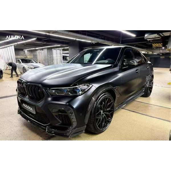 For BMW X6M Dry Carbon Fiber Body Kit X6M Aulena-style Front Lip Diffuser Spoiler Hood Wheel Arch X6M Wide-body Kit
