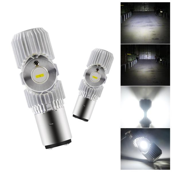 White 6500K Ba20d DRL Fog Light For Bike , 1200LM Motorcycle Headlight Bulbs