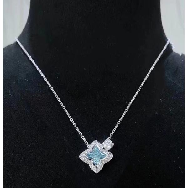 Лили Кот Лаб растительные бриллиантовые подвески Синий Четырехлистный Кловер Бриллиантовый Подвесок 1.17ct