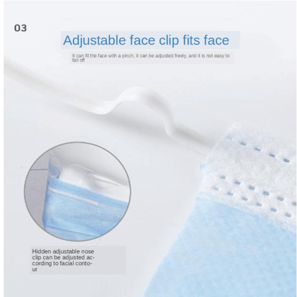 White Blue Disposable Non Woven Face Mask Ear Hook Headband Adjustable