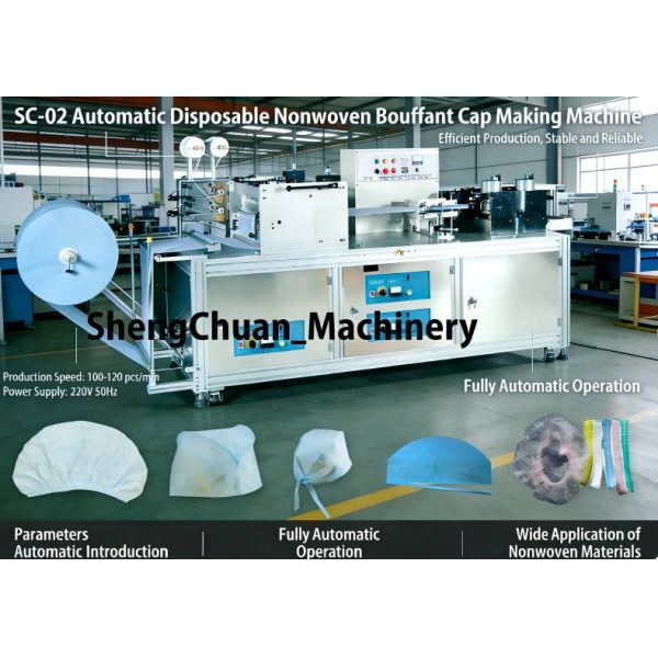Full Automatic Nonwoven Bouffant Cap Making Machine | Adjustable Size, Stable Performance