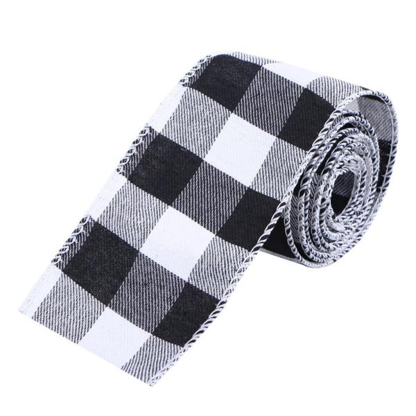 2-1/2 Larga 6 Yards Plaid Burlap Faixa de Natal Fios Faixa de Envolvimento Faixa 63mm Jute / Poliéster