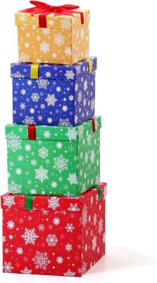 Christmas Nesting Gift Boxes Hard Xmas Stackable Boxes Candy Christmas Decorative Boxes With Lids Xmas Nested Boxes
