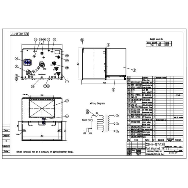 UL Listed 167kVA Single Phase Pad Mounted Transformer 13800V To 120V Oil Immersed Distribution Transformer ANSI IEEE Standards