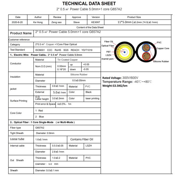 Олово покрыло медный кабель силиконовой резины G657A1 1core бронированный