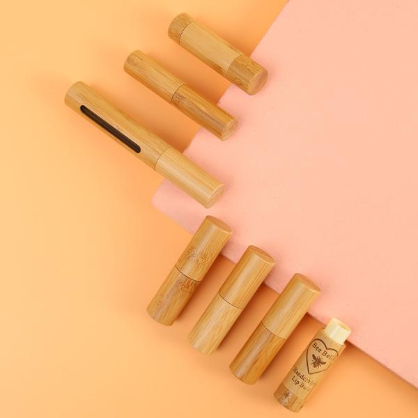 3g 5g Lip Balm Container Round Bamboo Lipbalm Packaging Tubes for Sustainable and Environmentally Friendly Beauty