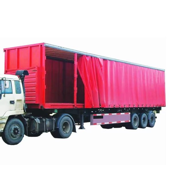 2 Or 3 Axle With Water Resistant Laminated Plywood Tarped Tarpaulin Side Curtain Cargo Truck Trailer