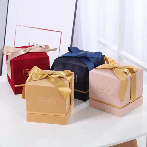 Caixa de presente de joias de veludo quadrado Embalagens de Natal Para velas Perfumes cosméticos