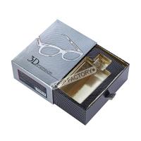 Boîte de parfum en papier gris en forme de tiroir avec poignée de ruban pour les marques haut de gamme
