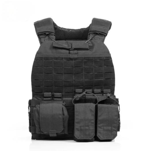 Black Polyester Tactical Weighted Training Vest Adjustable Weighted Vest