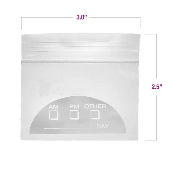 k 3 X 2.75 Inches Resealable Plastic Bags , Travel Pill Organizer Pouch