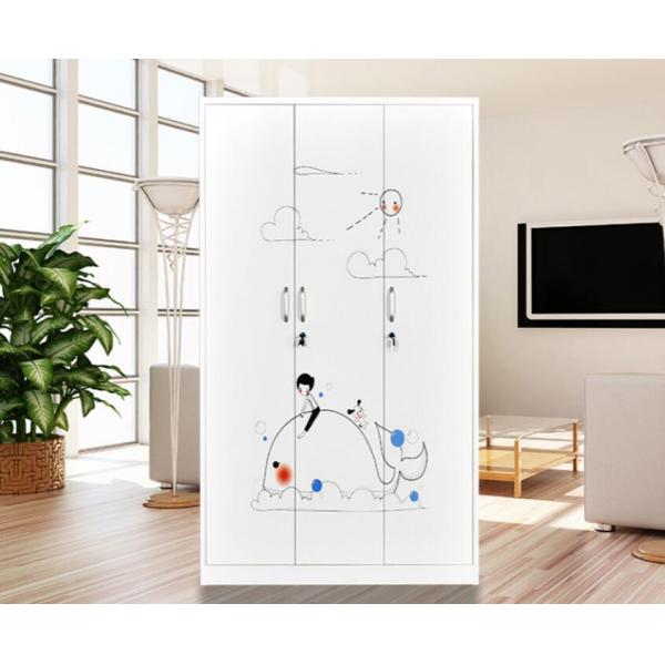 Home Furniture Customized Metal Wardrobe With Flower Printing