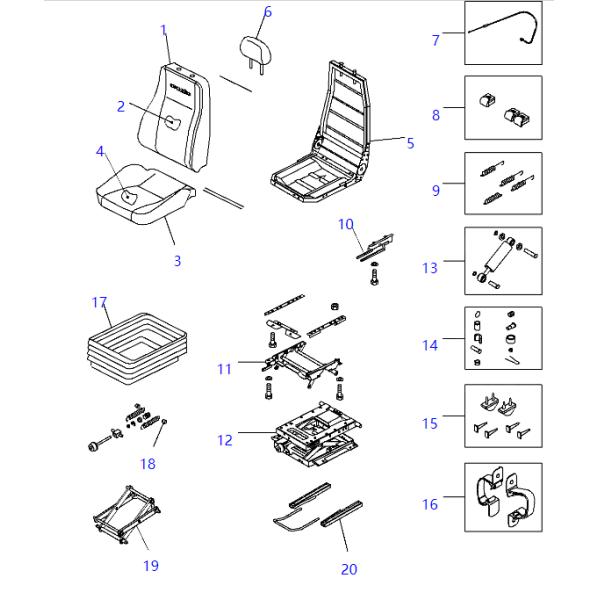 20Y-57-41502 20Y-57-41501 Seat ASSY  KOMATSU Excavator Spare Parts For PC130-8