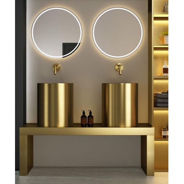 Freestanding Column Stainless Steel Pedestal Sink For Courtyard Hotel