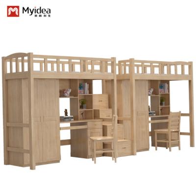 Mobiliário de dormitório de estudantes de design moderno, certificado ISO9001 cama e secretária de madeira